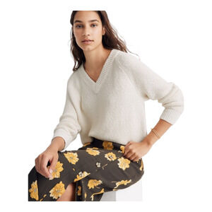 Madewell Arden V-neck Crop Pullover Sweater Ivory Neutral Preppy Women's XXS